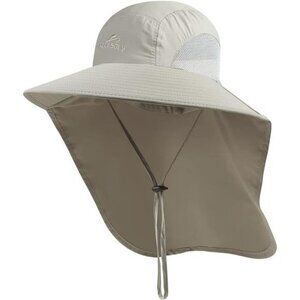 Mens Outdoor Sun Hat Wide Brim UPF 50 Fishing Safari Neck Flap Cap